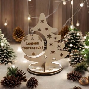 Karácsonyfa gravírozott üzenettel