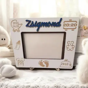 Baba fényképtartó születési adatokkal